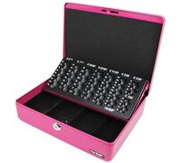 HMF 10015-15 Caisse à monnaie verrouillable avec plateau de comptage des pièces | 30 x 24 x 9 cm | Rose