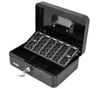 HMF 10022-02 Caisse à monnaie verrouillable avec plateau pour compter les pièces | 25 x 18 x 9 cm | Noir