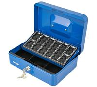 HMF 10022-05 Caisse à monnaie verrouillable avec plateau pour compter les pièces | 25 x 18 x 9 cm | Bleu