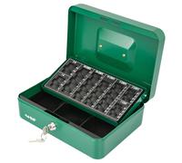 HMF 10022-06 Caisse à monnaie verrouillable avec plateau pour compter les pièces, 25 x 18 x 9 cm, vert