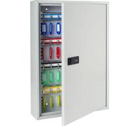 HMF 13664-07 Armoire à clés avec code chiffré, grande armoire à clés, 64 crochets, 45 x 30 x 8 cm, gris clair
