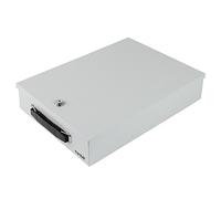HMF 141-07 Boîte de rangement verrouillable en métal | DIN A4 | 37,5 x 26,5 x 8 cm | Gris clair