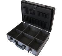 HMF 14601-02 Mallette à outils en aluminium vide, compartiments réglables, 46 x 15 x 33 cm