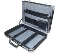 HMF 14651-02 Mallette en aluminium pour hommes, serrure à combinaison, 45 x 33 x 11 cm, noir