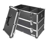 HMF 14661-02 Mallette à outils en aluminium vide, 3 étages, 44 x 45 x 24 cm, noir
