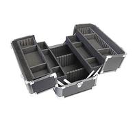 HMF 14901-02 Mallette de maquillage en aluminium avec séparateurs individuels | Coffret de maquillage vide | 33 x 22,5 x 24 cm | Noir