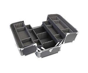 HMF 14901-02 Mallette de maquillage en aluminium avec séparateurs individuels | Coffret de maquillage vide | 33 x 22,5 x 24 cm | Noir