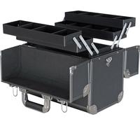 HMF 14902-02 Mallette à outils en aluminium vide, séparations individuelles, 36,5 x 35 x 22 cm, noir