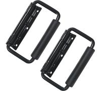 HMF 14991-02 Jeu de 2 poignées rabattables, acier laqué, à ressort, 3 trous, 13 x 7,8 cm, noir