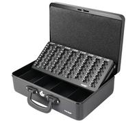 HMF 22037-02 Caisse à monnaie, caisse compte-monnaie, 2 poignées, 36 x 25 x 11 cm, noir