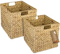HMF 37240-S2 Panier de rangement, Panier tressé en jacinthe d'eau adapté au Kallax, Lot de 2, 32 x 34,5 x 32 cm