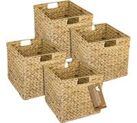 HMF 37240-S4 Panier de rangement, Panier tressé en jacinthe d'eau adapté au Kallax, Lot de 4, 32 x 34,5 x 32 cm