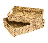 HMF 37260-S2 Plateau décoratif, plateau de service tressé en jacinthe d'eau, carré, set de 2 pièces