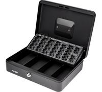 HMF 4215-02 Caisse à monnaie verrouillable avec plateau pour compter les pièces, 30,5 x 24 x 8,5 cm, noir