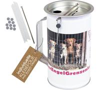 HMF 45100-07 Boîte à dons avec poignée, y compris film adhésif individuel, boîte à dons, boîte de collecte, 14,5 x 8 cm, gris clair