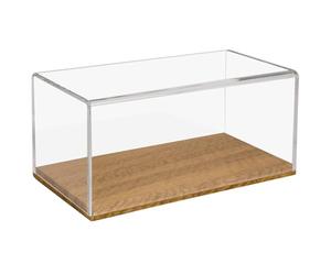 HMF 46873 Vitrine en Acrylique avec Socle en Bois pour modèles de Voitures Miniatures Transparent 30 x 15 x 14 cm