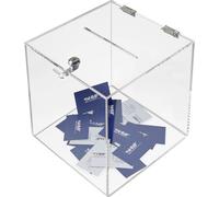 HMF 46917 Boîte à dons cube acrylique, boîte promotionnelle, boîte à lots, 25 x 25 x 25 cm