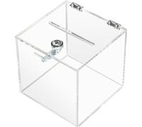 HMF 46919 Boîte à dons cube acrylique, boîte promotionnelle, boîte à lots, 15 x 15 x 15 cm