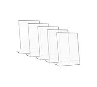 HMF 46932 Présentoir de Table Acrylique incliné | 5 Pièces | DIN A5 Format Portrait | Transparent