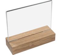 HMF 46941 Présentoir de table avec pied en bois Din A6 acrylique, support pour cartes de menu, format horizontal, 15 x 13,5 x 5 cm