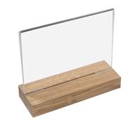 HMF 46943 Présentoir de table avec pied en bois Din A5 acrylique, support pour cartes de menu, format horizontal, 21 x 18 x 6 cm
