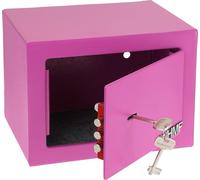 HMF 49216-15 Coffre-fort de meubles serrure à double panneton coffre-fort petit avec clé, 23 x 17 x 17 cm, rose