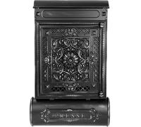 HMF 512-09 Boîte aux lettres antique avec compartiment pour les journaux, boîte aux lettres vintage en fonte d'aluminium | 57 x 35 x 10 cm | noir-argenté