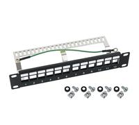 HMF 63346-02 Panneau de brassage STP Keystone pour armoire de serveur, 12 ports RJ45 blindés, 10 pouces, noir