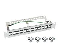 HMF 63346-07 Panneau de brassage STP Keystone pour armoire de serveur, 12 ports RJ45 blindés, 10 pouces, gris clair