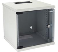 HMF 63406-07 Armoire réseau, armoire serveur 10 pouces, 6 UH, 300 mm de profondeur, entièrement montée, porte vitrée, gris clair
