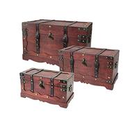 HMF 6400700 Coffre au Trésor en Bois avec Serrure | Set de 3 | Différentes Dimensions | France