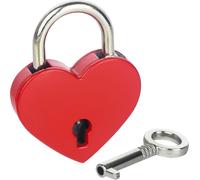 HMF 6493-39MM-03 Mini cadenas décoratif avec clé en forme de cœur, 3,9 x 3 x 0,7 cm, rouge