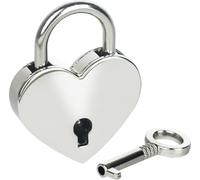 HMF 6493-39MM-09 Mini cadenas décoratif avec clé en forme de cœur, 3,9 x 3 x 0,7 cm, argenté
