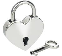 HMF 6493-59MM-09 Mini cadenas décoratif avec clé en forme de cœur, 5,9 x 5 x 0,8 cm, argenté