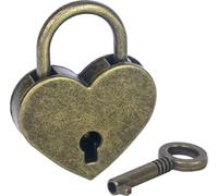 HMF 6493-59MM-21 Mini cadenas décoratif avec clé en forme de cœur, 5,9 x 5 x 0,8 cm, bronze