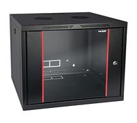 HMF 66409-02 Armoire réseau, Armoire Serveur 19 Pouces | 9 U | 450 mm de Profondeur | Entièrement montée | Porte vitrée | Noir