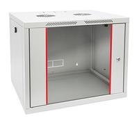 HMF 66409-07 Armoire réseau, Armoire Serveur 19 Pouces | 9 U | 450 mm de Profondeur | Entièrement montée | Porte vitrée | Gris Clair