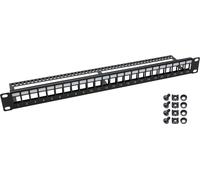 HMF 66445-02 Panneau de brassage UTP Keystone pour armoire de serveur, 19 pouces, 24 ports RJ45, noir