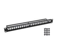 HMF 66445-02 UTP Keystone Panneau de brassage pour armoire serveur | 19 pouces | 1 U | 24 ports RJ45 | Noir