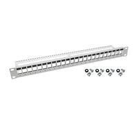 HMF 66445-07 UTP Keystone Panneau de brassage pour armoire serveur | 19 pouces | 1 U | 24 ports RJ45 | Gris clair