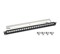 HMF 66446-02 Panneau de brassage STP Keystone pour armoire de serveur, 24 ports RJ45 blindés, 19 pouces, noir