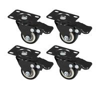 HMF 6710 Lot de 4 Roues Roulettes Robustes avec Frein en Polyuréthane 38 mm Charge Maximale 300 kg Noir