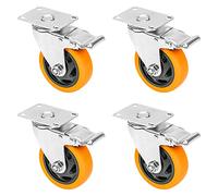 HMF 6710 Roues lourdes avec frein en polyuréthane | 4 pièces | 100 mm | jusqu'à 460 kg | Orange