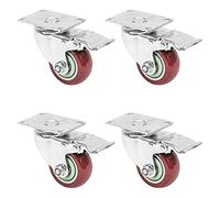 HMF 6710 Roues lourdes avec frein en polyuréthane | 4 pièces | 75 mm | jusqu'à 400 kg | Rouge