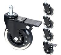 HMF 6810 Roulettes pour sols durs pour chaise de bureau avec fonction de freinage, 5 pièces, 11 mm, noir