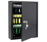 HMF Armoire à clés Boîte à clés 42 Crochets Barres à Crochets réglables | 35 x 27 x 8 cm | Noir