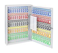 HMF Armoire à clés Grande capacité en Acier, Boite a Clef Murale verrouillable pour Bureau, Administration ou Parc Automobile | 100 Crochets à clés | 55 x 38 x 8 cm | Gris Clair