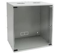 HMF Baie de Brassage 19 Pouces, Armoire réseau 12U avec Porte vitrée, Profondeur 400 mm, Coffret Mural pour Serveur, réseau et Informatique | Gris Clair