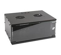 HMF Baie de Brassage 19 Pouces, Armoire réseau 4U avec Porte vitrée, Profondeur 400 mm, Coffret Mural pour Serveur, réseau et Informatique | Noir