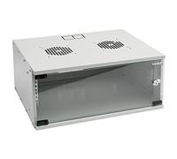 HMF Baie de Brassage 19 Pouces, Armoire réseau 4U avec Porte vitrée, Profondeur 400 mm, Coffret Mural pour Serveur, réseau et Informatique | Gris Clair